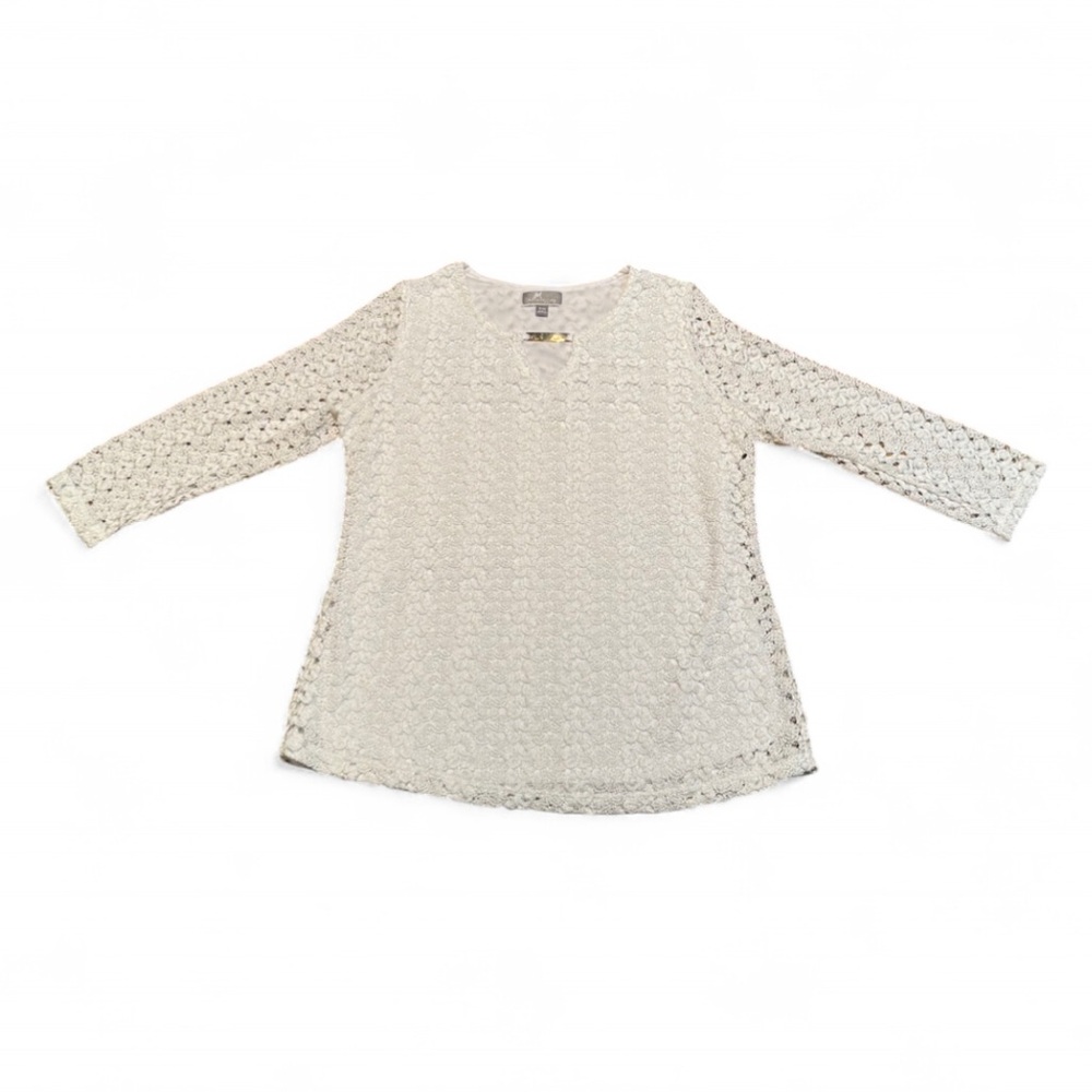 JM Collection - Women's White Lace Blouse